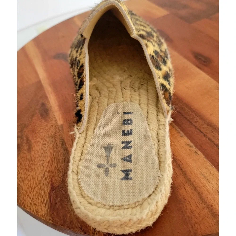 Manebi Leopard Print Slip-On Flats Espadrilles ‎ Womens Size EU 35